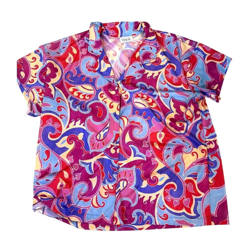 Vintage Vanityβ Fair Top Womens XL Abstract Multicolor 90s Disco USA